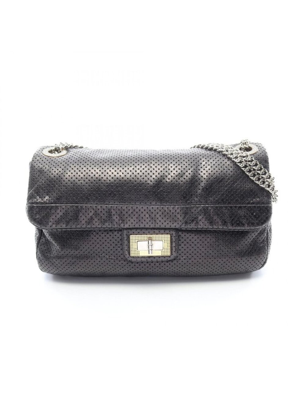 Chanel Shoulder Bag 2.55 Perforated Combination Black Leather Chain
